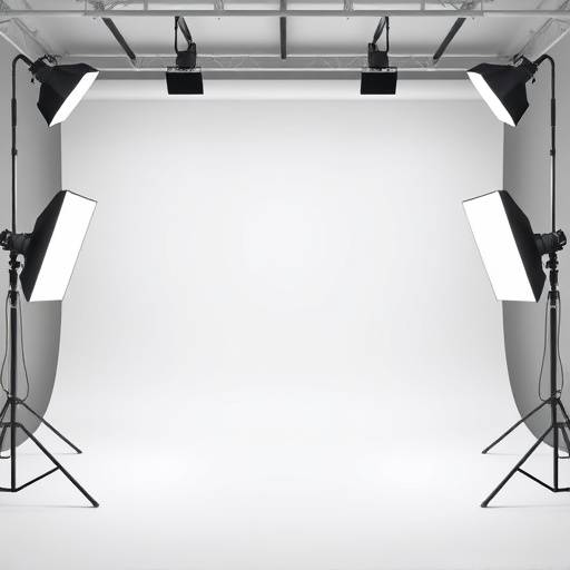 Modern studio with seamless backdrops and professional lighting